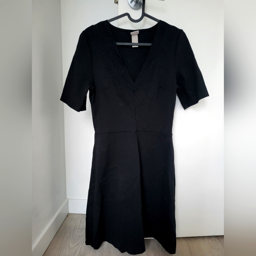 H&M little black dress size 6 v neck